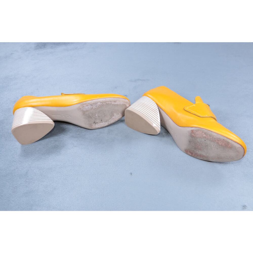 Mercedes Castillo Womens Heels Yellow Leather Block Heel Pumps Slip On Size 7 - Picture 12 of 16